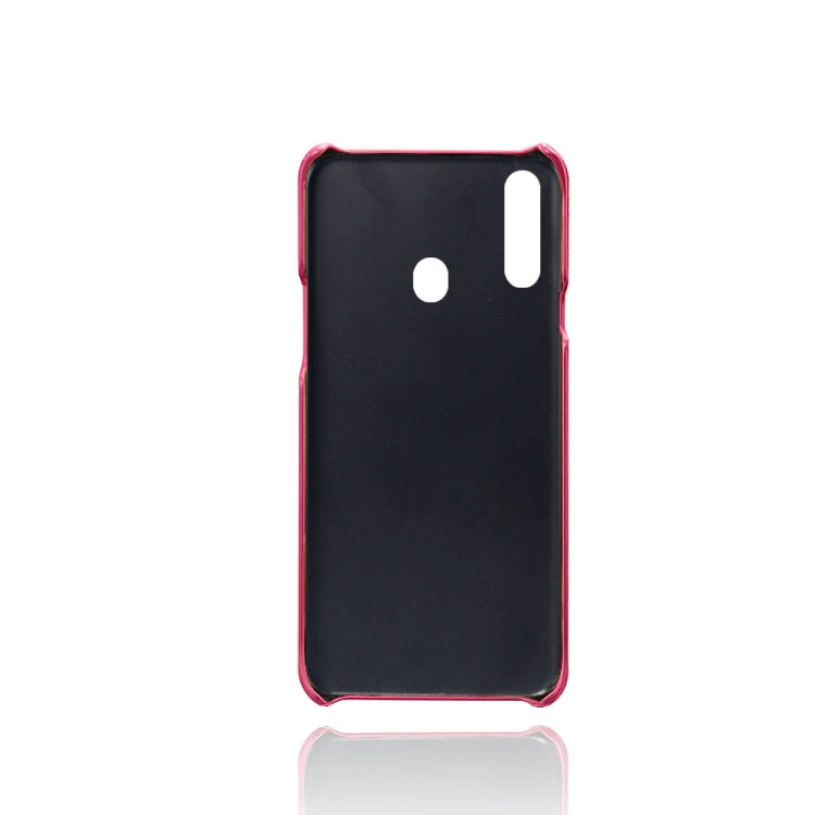 For Samsung Galaxy A20s Calf Texture PC + PU Leather Back Cover Shockproof Case with Dual Card Slots