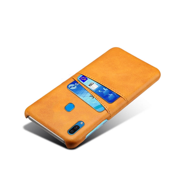 For Samsung Galaxy A30 Calf Texture PC + PU Leather Back Cover Shockproof Case with Dual Card Slots