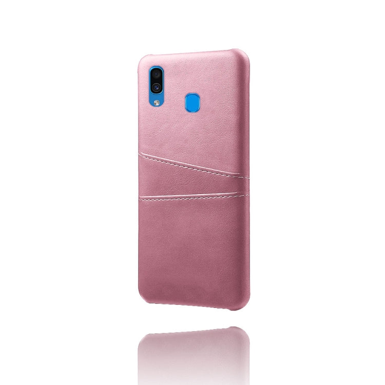 For Samsung Galaxy A30 Calf Texture PC + PU Leather Back Cover Shockproof Case with Dual Card Slots