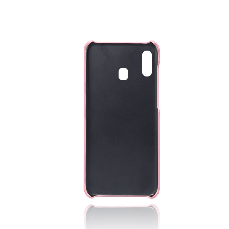 For Samsung Galaxy A30 Calf Texture PC + PU Leather Back Cover Shockproof Case with Dual Card Slots