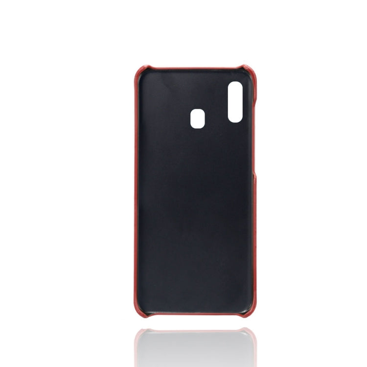 For Samsung Galaxy A30 Calf Texture PC + PU Leather Back Cover Shockproof Case with Dual Card Slots