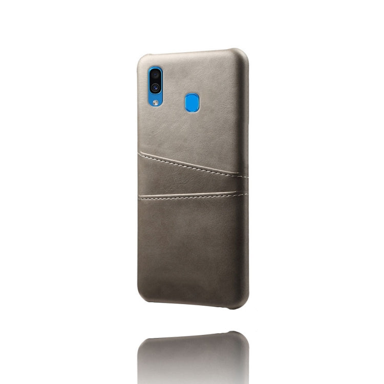 For Samsung Galaxy A30 Calf Texture PC + PU Leather Back Cover Shockproof Case with Dual Card Slots
