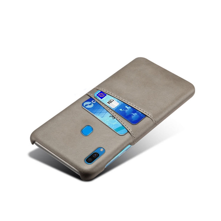 For Samsung Galaxy A30 Calf Texture PC + PU Leather Back Cover Shockproof Case with Dual Card Slots