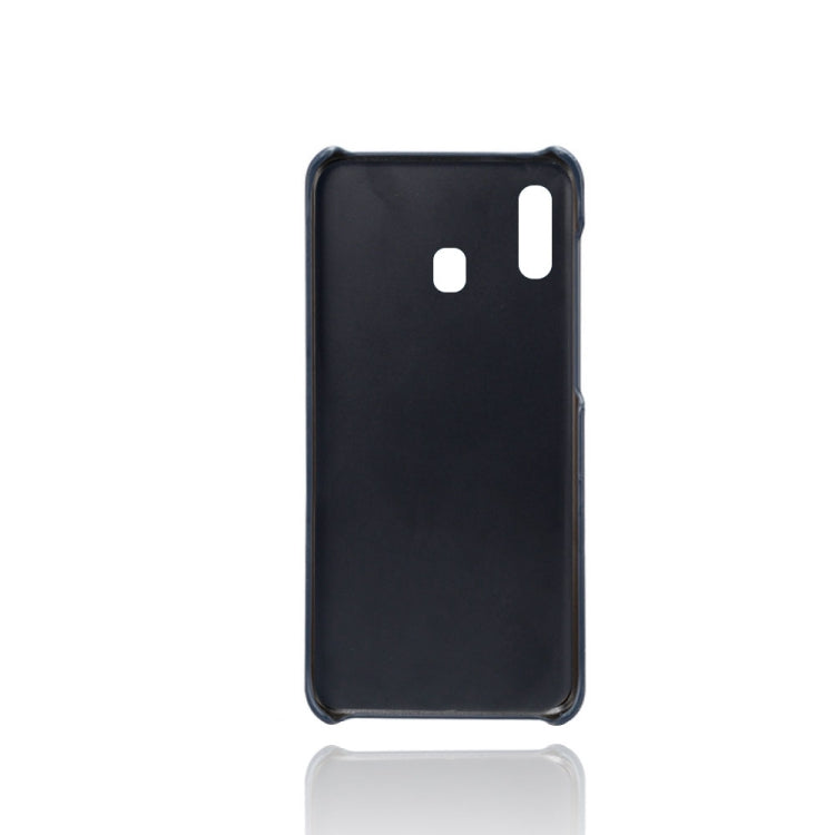 For Samsung Galaxy A30 Calf Texture PC + PU Leather Back Cover Shockproof Case with Dual Card Slots