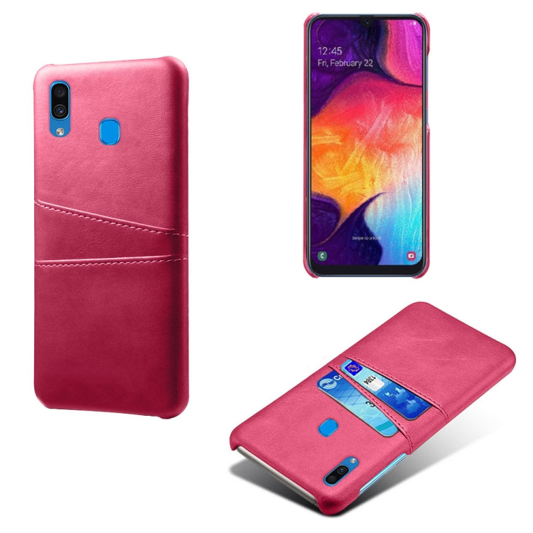 For Samsung Galaxy A30 Calf Texture PC + PU Leather Back Cover Shockproof Case with Dual Card Slots