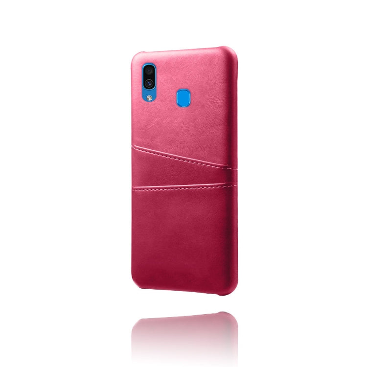 For Samsung Galaxy A30 Calf Texture PC + PU Leather Back Cover Shockproof Case with Dual Card Slots