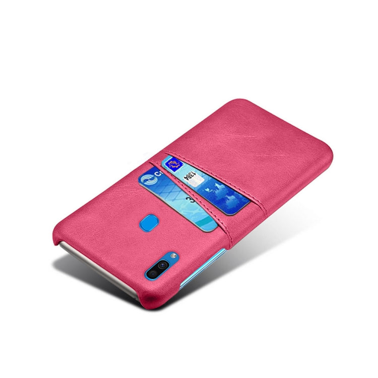 For Samsung Galaxy A30 Calf Texture PC + PU Leather Back Cover Shockproof Case with Dual Card Slots