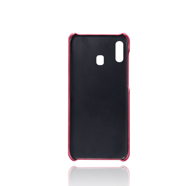 For Samsung Galaxy A30 Calf Texture PC + PU Leather Back Cover Shockproof Case with Dual Card Slots