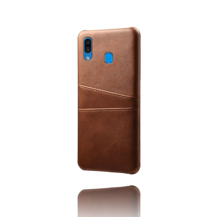 For Samsung Galaxy A30 Calf Texture PC + PU Leather Back Cover Shockproof Case with Dual Card Slots
