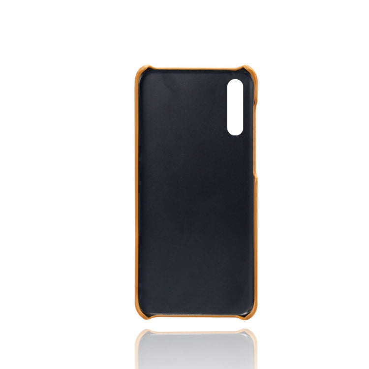 For Samsung Galaxy A30s Calf Texture PC + PU Leather Back Cover Shockproof Case with Dual Card Slots