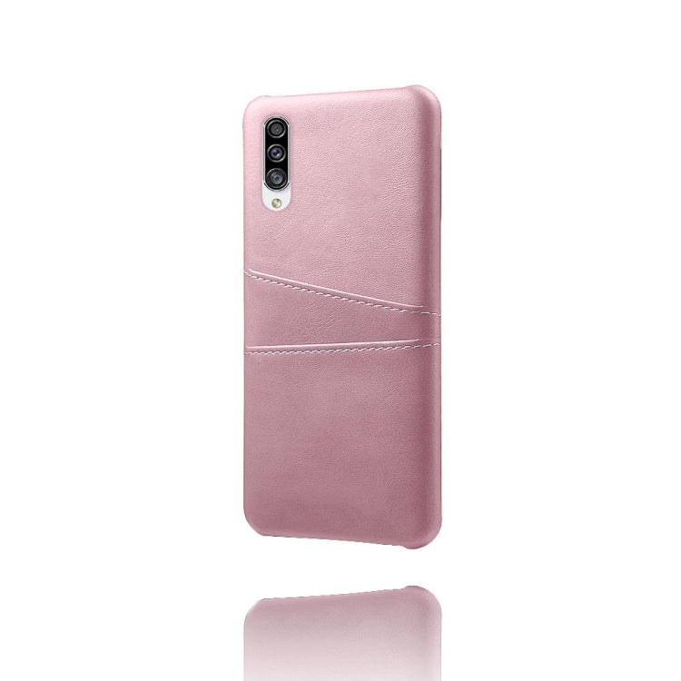 For Samsung Galaxy A30s Calf Texture PC + PU Leather Back Cover Shockproof Case with Dual Card Slots