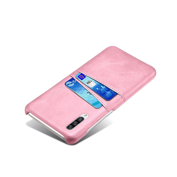 For Samsung Galaxy A30s Calf Texture PC + PU Leather Back Cover Shockproof Case with Dual Card Slots