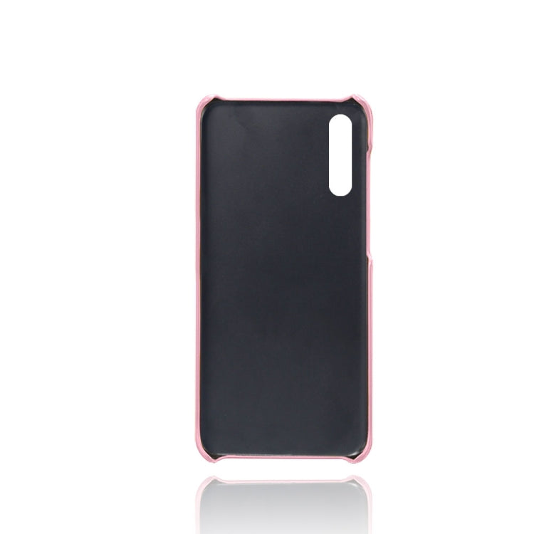 For Samsung Galaxy A30s Calf Texture PC + PU Leather Back Cover Shockproof Case with Dual Card Slots