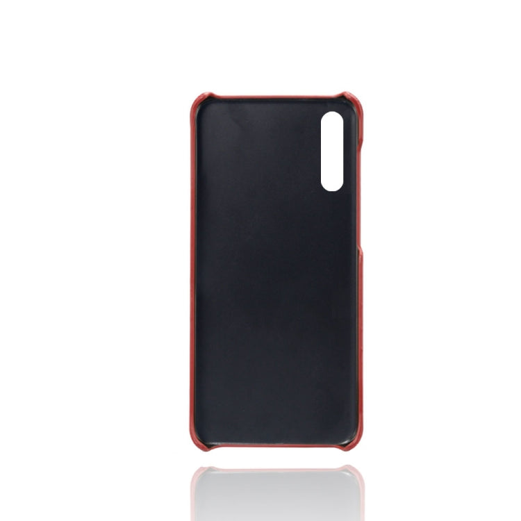 For Samsung Galaxy A30s Calf Texture PC + PU Leather Back Cover Shockproof Case with Dual Card Slots