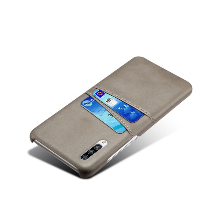 For Samsung Galaxy A30s Calf Texture PC + PU Leather Back Cover Shockproof Case with Dual Card Slots