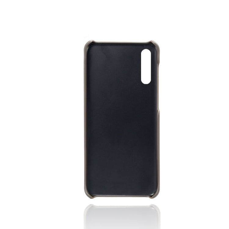 For Samsung Galaxy A30s Calf Texture PC + PU Leather Back Cover Shockproof Case with Dual Card Slots