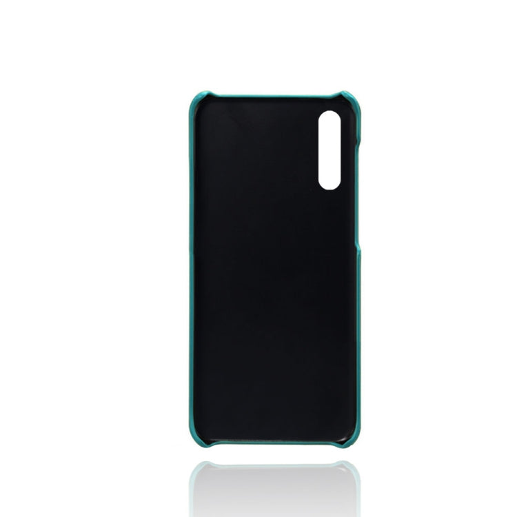 For Samsung Galaxy A30s Calf Texture PC + PU Leather Back Cover Shockproof Case with Dual Card Slots