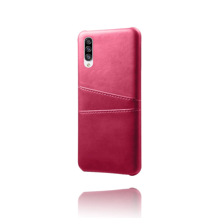 For Samsung Galaxy A30s Calf Texture PC + PU Leather Back Cover Shockproof Case with Dual Card Slots