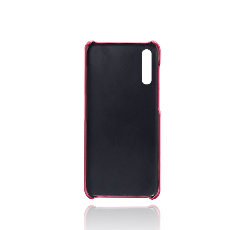 For Samsung Galaxy A30s Calf Texture PC + PU Leather Back Cover Shockproof Case with Dual Card Slots