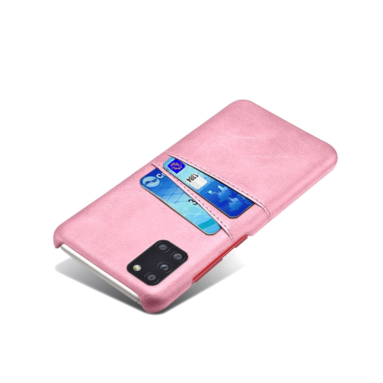 For Samsung Galaxy A31 Calf Texture PC + PU Leather Back Cover Shockproof Case with Dual Card Slots