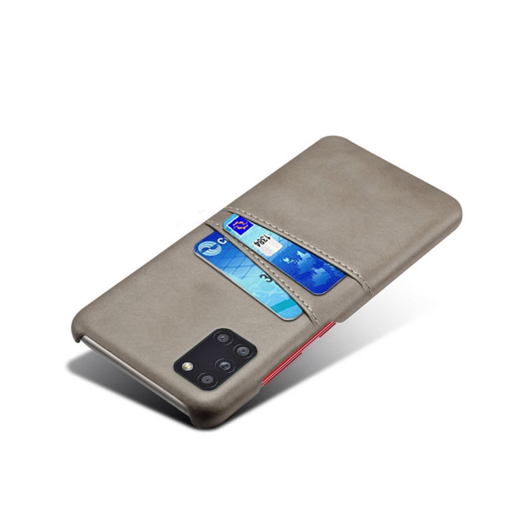 For Samsung Galaxy A31 Calf Texture PC + PU Leather Back Cover Shockproof Case with Dual Card Slots