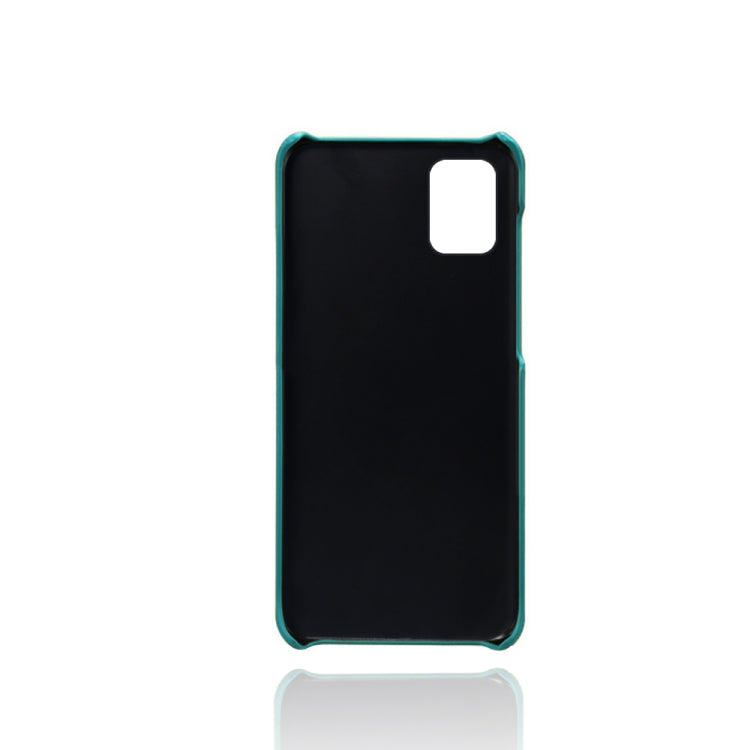 For Samsung Galaxy A31 Calf Texture PC + PU Leather Back Cover Shockproof Case with Dual Card Slots