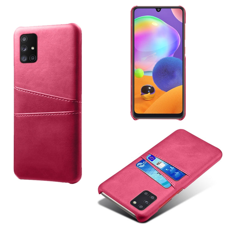 For Samsung Galaxy A31 Calf Texture PC + PU Leather Back Cover Shockproof Case with Dual Card Slots