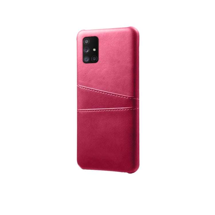 For Samsung Galaxy A31 Calf Texture PC + PU Leather Back Cover Shockproof Case with Dual Card Slots