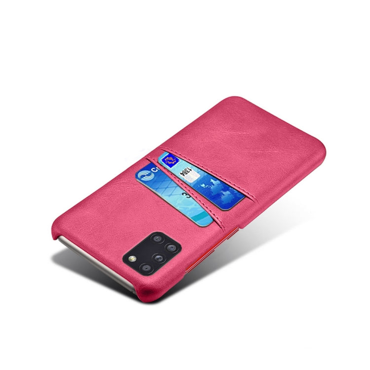 For Samsung Galaxy A31 Calf Texture PC + PU Leather Back Cover Shockproof Case with Dual Card Slots