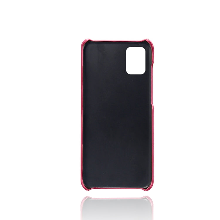 For Samsung Galaxy A31 Calf Texture PC + PU Leather Back Cover Shockproof Case with Dual Card Slots