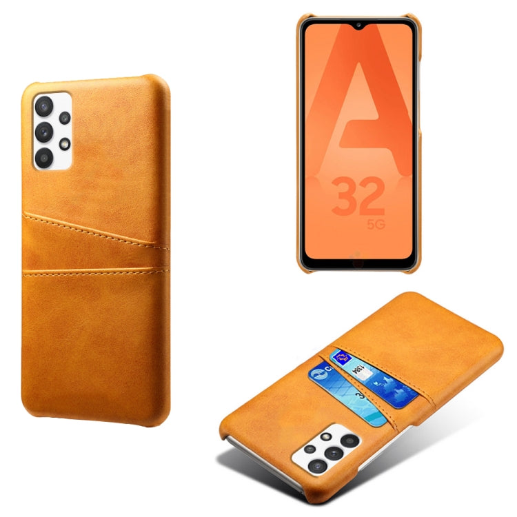 For Samsung Galaxy A32 5G Calf Texture PC + PU Leather Back Cover Shockproof Case with Dual Card Slots