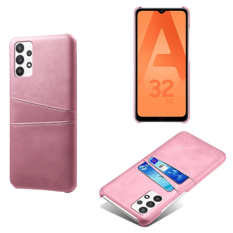 For Samsung Galaxy A32 5G Calf Texture PC + PU Leather Back Cover Shockproof Case with Dual Card Slots