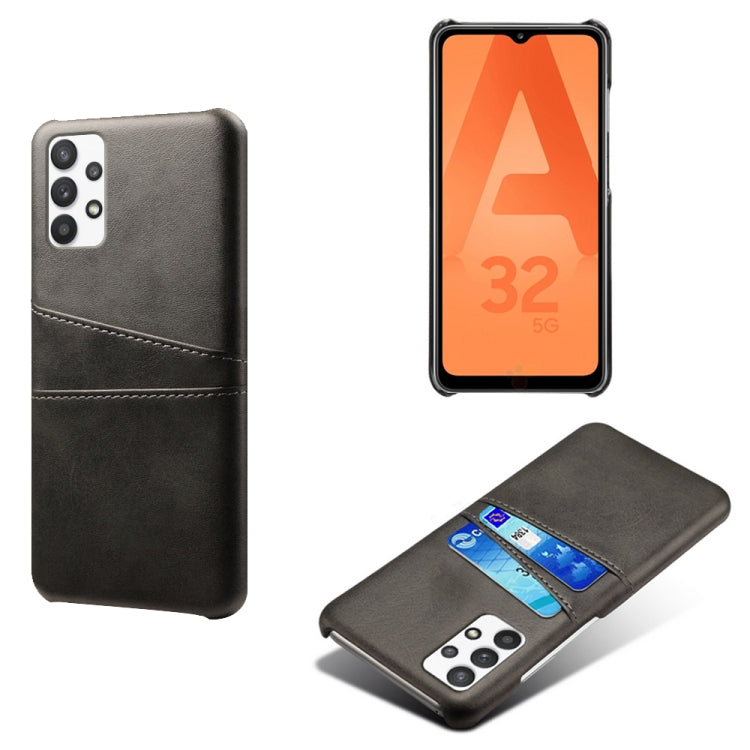 For Samsung Galaxy A32 5G Calf Texture PC + PU Leather Back Cover Shockproof Case with Dual Card Slots