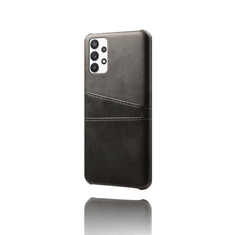 For Samsung Galaxy A32 5G Calf Texture PC + PU Leather Back Cover Shockproof Case with Dual Card Slots