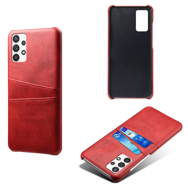 For Samsung Galaxy A32 5G Calf Texture PC + PU Leather Back Cover Shockproof Case with Dual Card Slots