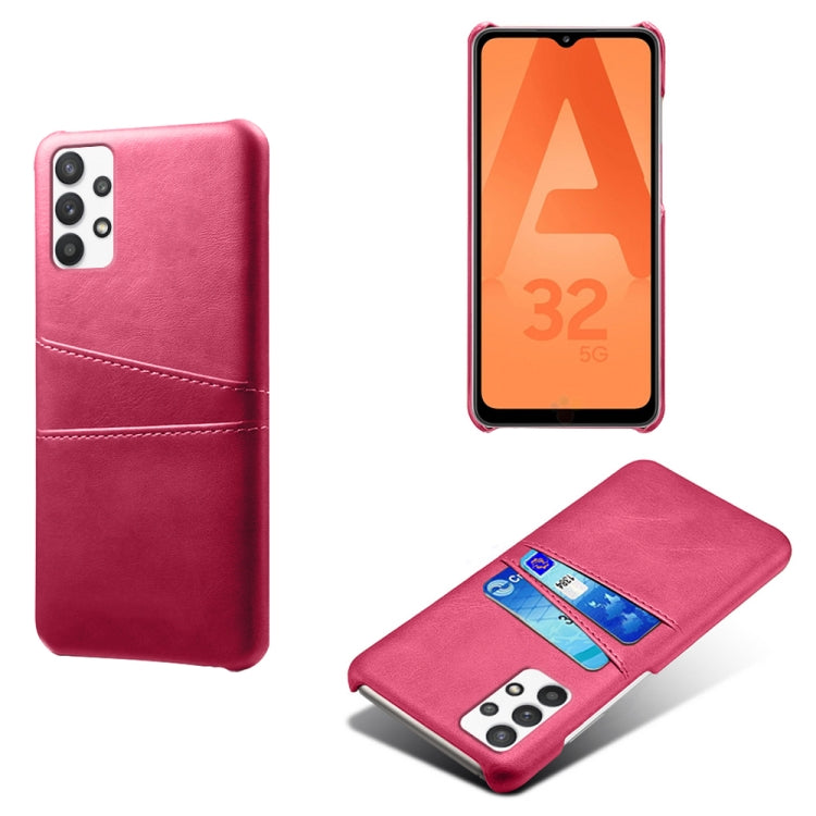 For Samsung Galaxy A32 5G Calf Texture PC + PU Leather Back Cover Shockproof Case with Dual Card Slots