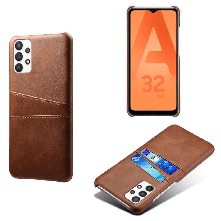 For Samsung Galaxy A32 5G Calf Texture PC + PU Leather Back Cover Shockproof Case with Dual Card Slots