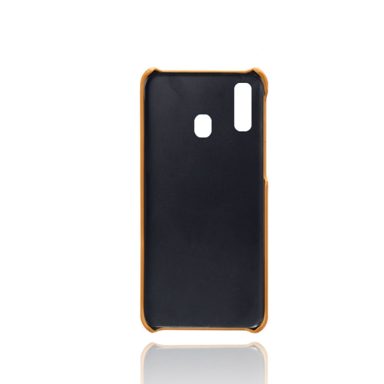 For Samsung Galaxy A40 Calf Texture PC + PU Leather Back Cover Shockproof Case with Dual Card Slots