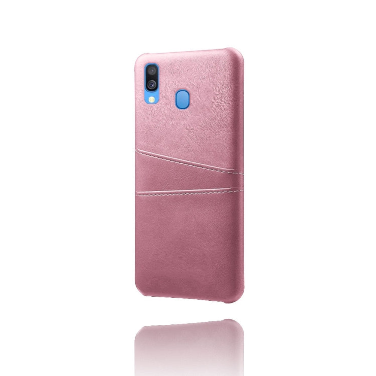 For Samsung Galaxy A40 Calf Texture PC + PU Leather Back Cover Shockproof Case with Dual Card Slots