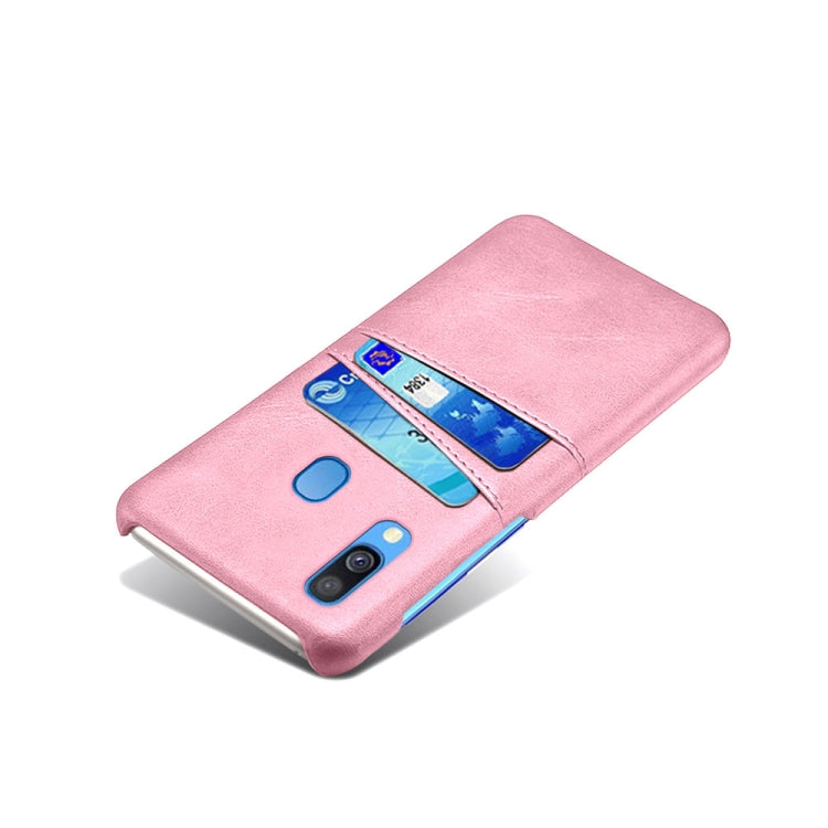 For Samsung Galaxy A40 Calf Texture PC + PU Leather Back Cover Shockproof Case with Dual Card Slots