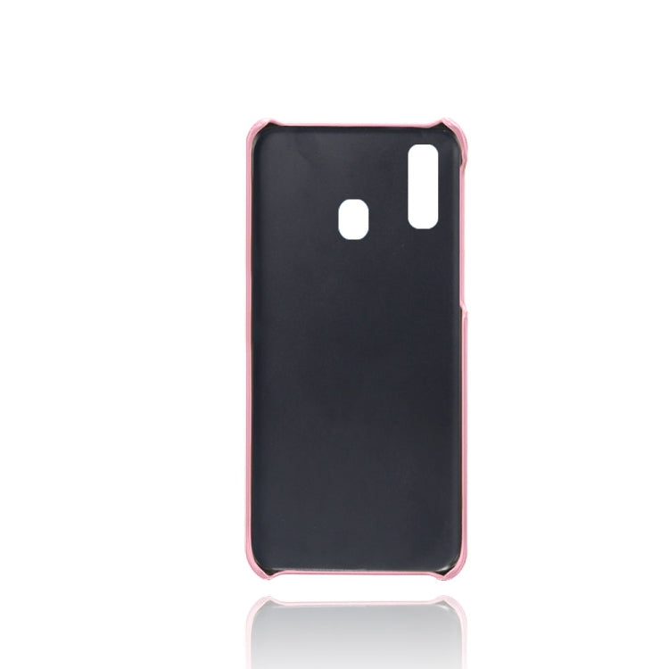 For Samsung Galaxy A40 Calf Texture PC + PU Leather Back Cover Shockproof Case with Dual Card Slots