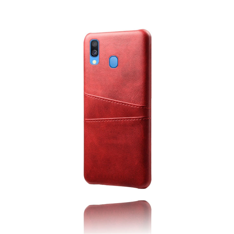 For Samsung Galaxy A40 Calf Texture PC + PU Leather Back Cover Shockproof Case with Dual Card Slots