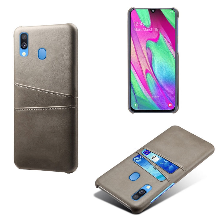 For Samsung Galaxy A40 Calf Texture PC + PU Leather Back Cover Shockproof Case with Dual Card Slots