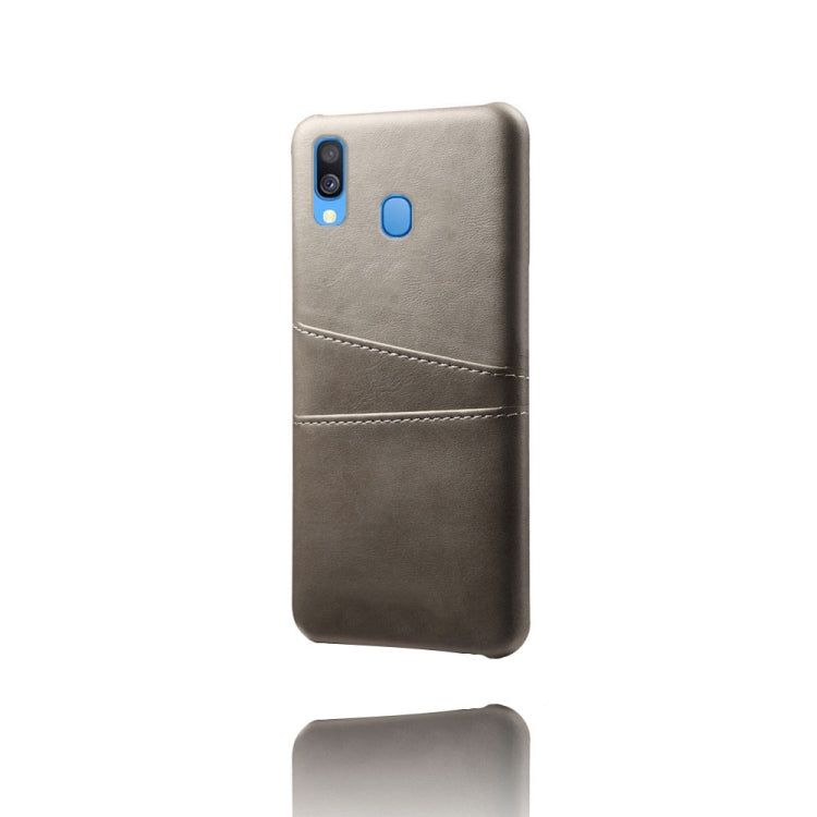 For Samsung Galaxy A40 Calf Texture PC + PU Leather Back Cover Shockproof Case with Dual Card Slots