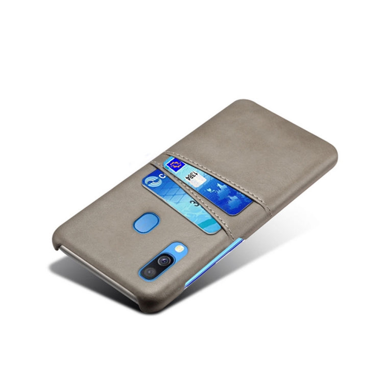 For Samsung Galaxy A40 Calf Texture PC + PU Leather Back Cover Shockproof Case with Dual Card Slots