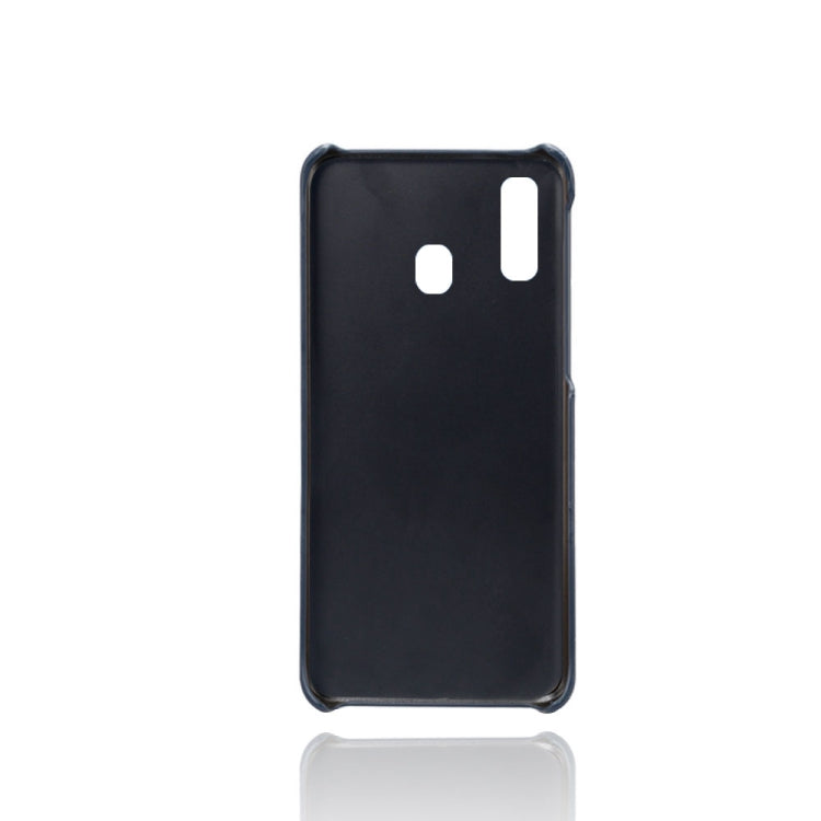For Samsung Galaxy A40 Calf Texture PC + PU Leather Back Cover Shockproof Case with Dual Card Slots