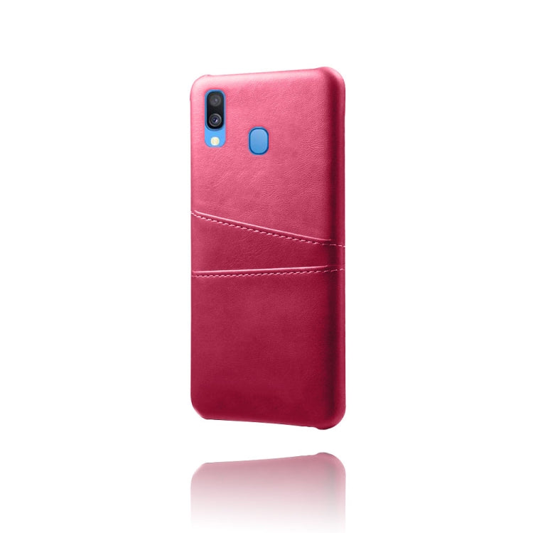 For Samsung Galaxy A40 Calf Texture PC + PU Leather Back Cover Shockproof Case with Dual Card Slots