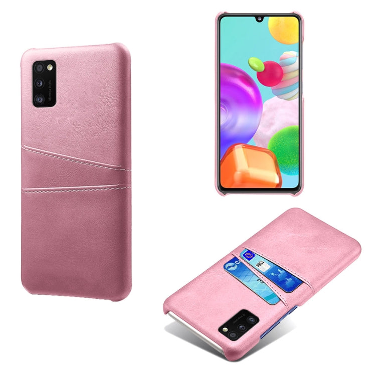 For Samsung Galaxy A41 Calf Texture PC + PU Leather Back Cover Shockproof Case with Dual Card Slots