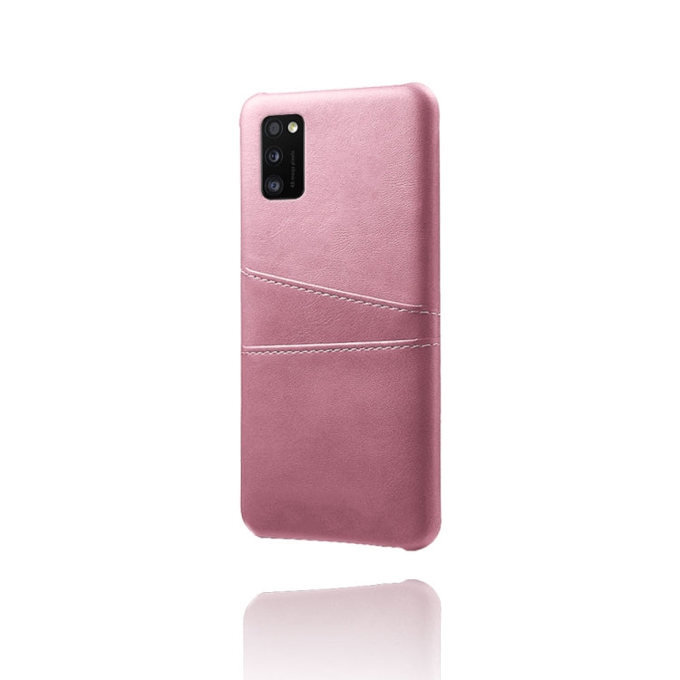 For Samsung Galaxy A41 Calf Texture PC + PU Leather Back Cover Shockproof Case with Dual Card Slots