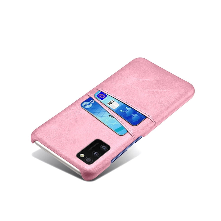 For Samsung Galaxy A41 Calf Texture PC + PU Leather Back Cover Shockproof Case with Dual Card Slots